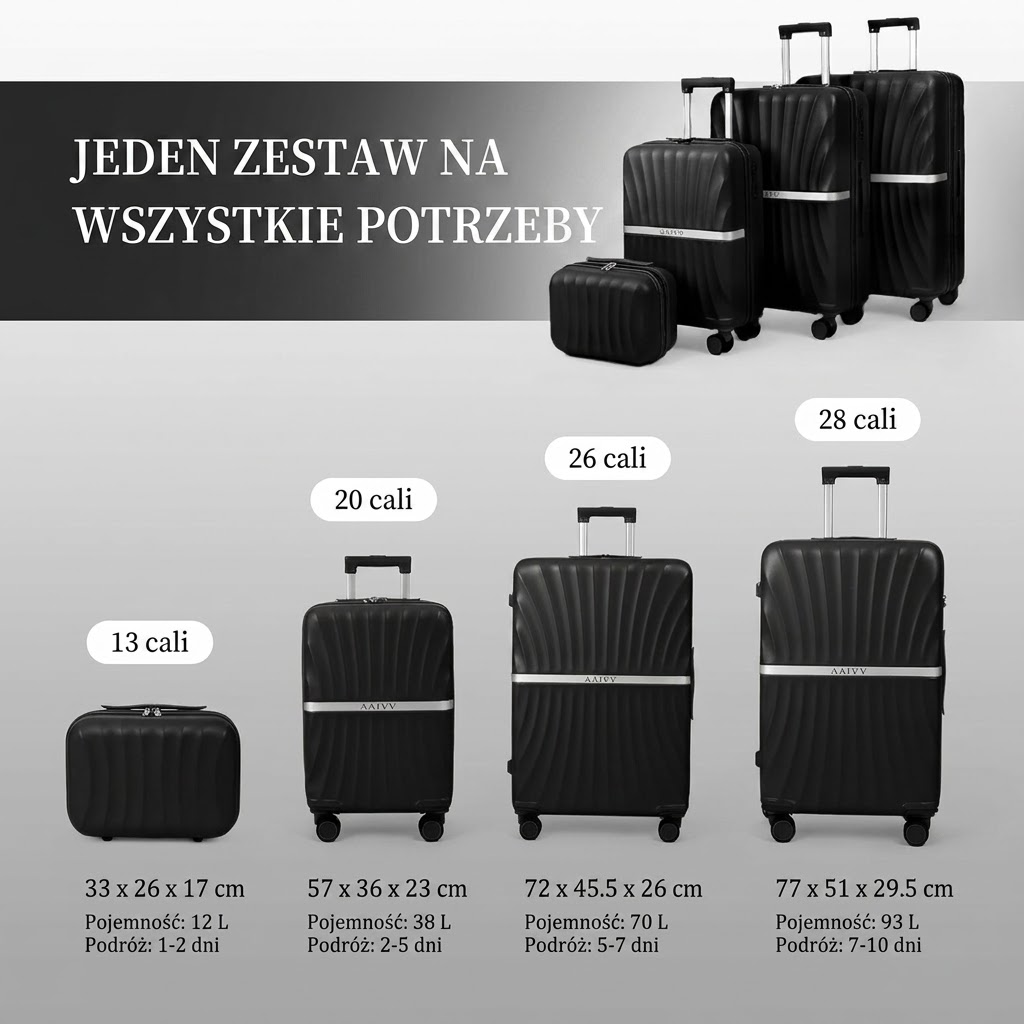 Zestaw 4 rozszerzalnych walizek podróżnych AAIVV, twarde walizki z tworzywa ABS z podwójnymi obrotowymi kołami podwójnymi, zamkiem TSA – trwały zestaw bagażu podróżnego w rozmiarach 13/20/26/28 cali, idealny prezent na powrót do szkoły. - Image 2