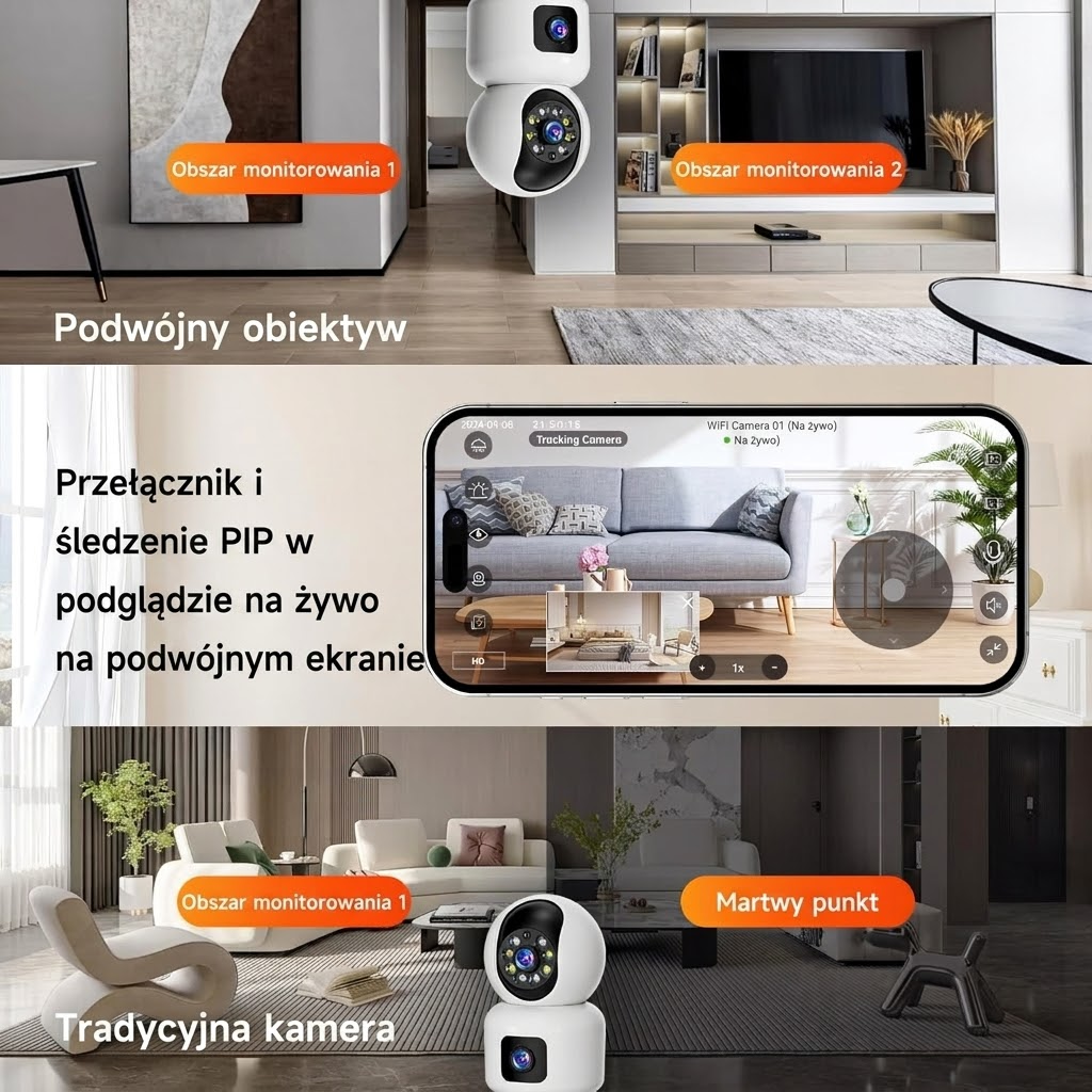 Inteligentna kamera bezpieczeństwa 3MP 2K, monitor dla dziecka i zwierząt domowych, kolorowa widoczność nocna, detekcja ruchu, łatwa instalacja, przechowywanie w chmurze/na karcie SD - Image 3