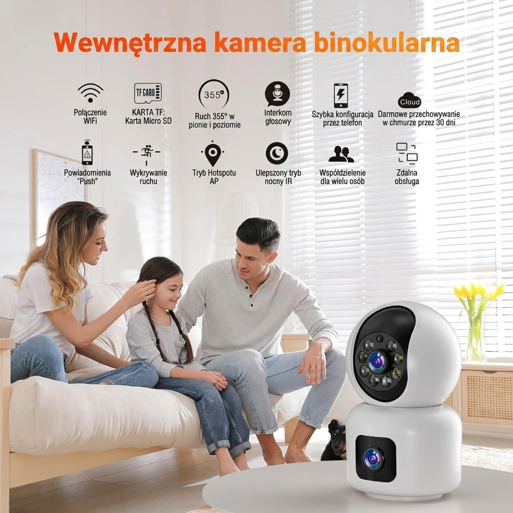 Inteligentna kamera bezpieczeństwa 3MP 2K, monitor dla dziecka i zwierząt domowych, kolorowa widoczność nocna, detekcja ruchu, łatwa instalacja, przechowywanie w chmurze/na karcie SD - Image 4